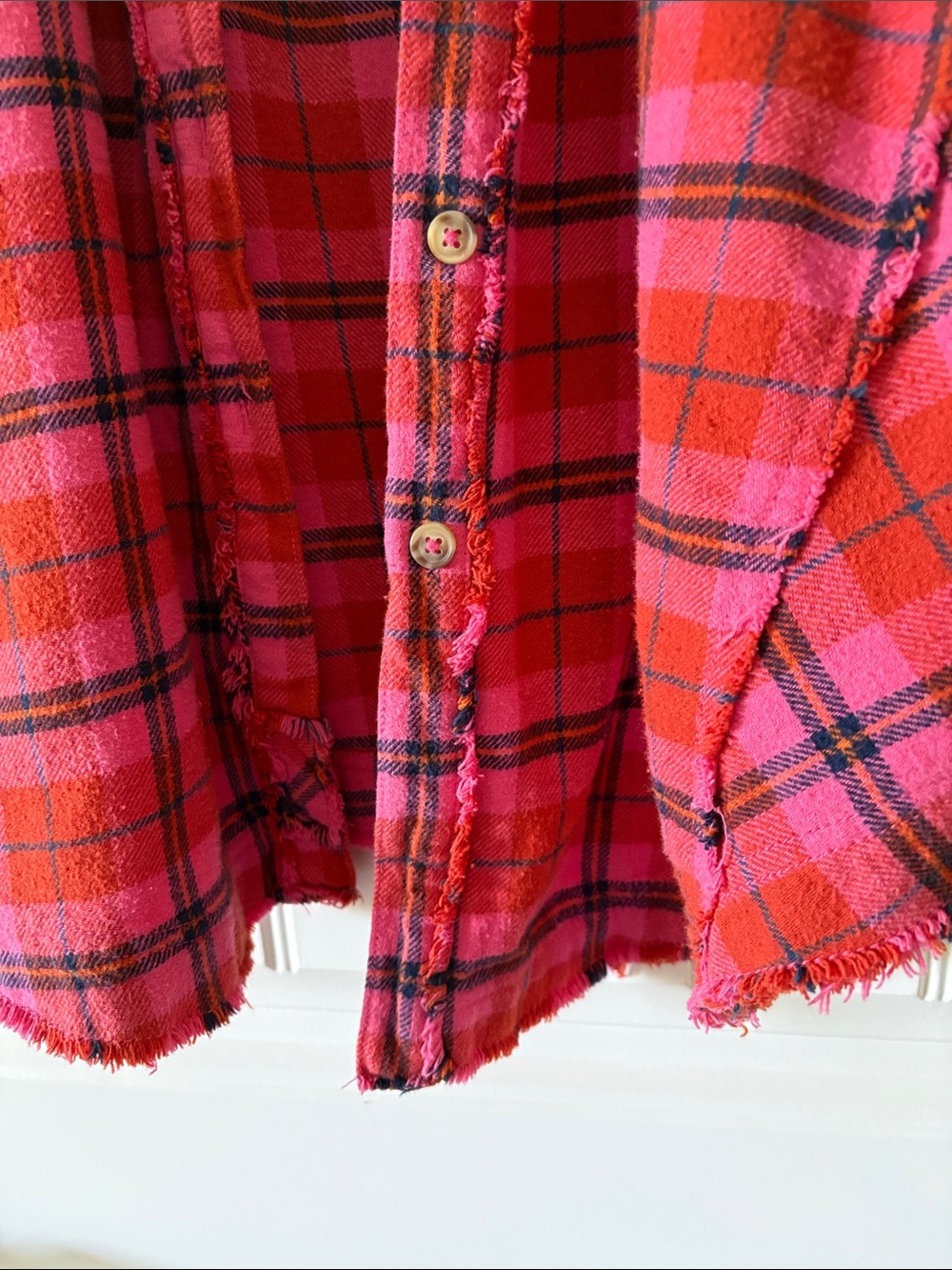 Free People Red & Pink Plaid Button-Down Shirt - Picture 5 of 7
